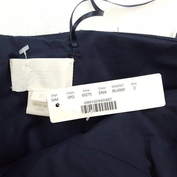J.Crew Women's Size 2 Tied Belted Strapless Shift Dress Solid Navy Blue - Picture 3 of 7
